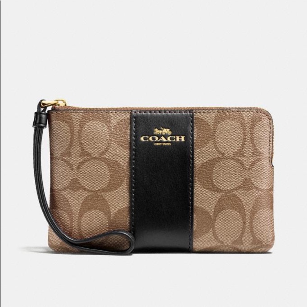 COACH Corner Zip Wristlet In Signature Canvas